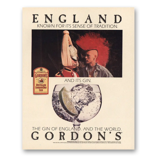 1989 Gordons Gin England Known for Sense of Tradition Vintage Magazine Print Ad