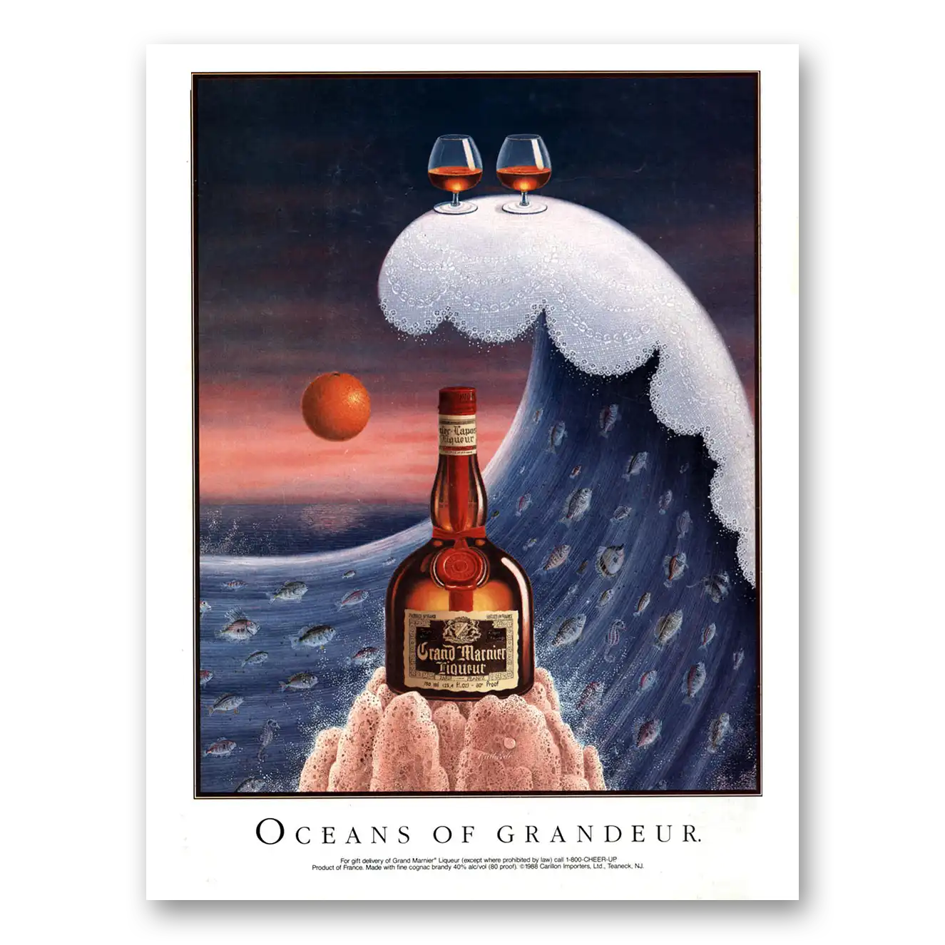 1989 Grand Marnier Oceans of Grandeur Vintage Magazine Print Ad