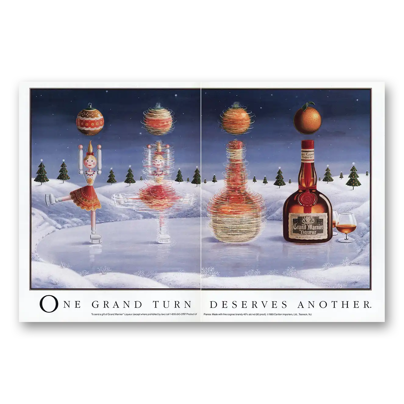 1989 Grand Marnier One Grand Turn Deserves Another Vintage Magazine Print Ad