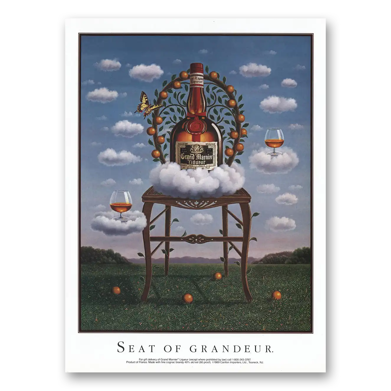 1989 Grand Marnier Seat of Grandeur Vintage Magazine Print Ad