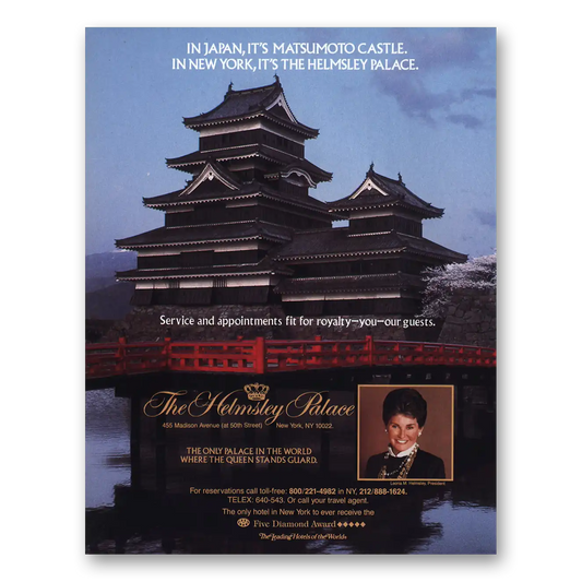 1989 Helmsley Palace Japan Matsumoto Castle Vintage Magazine Print Ad