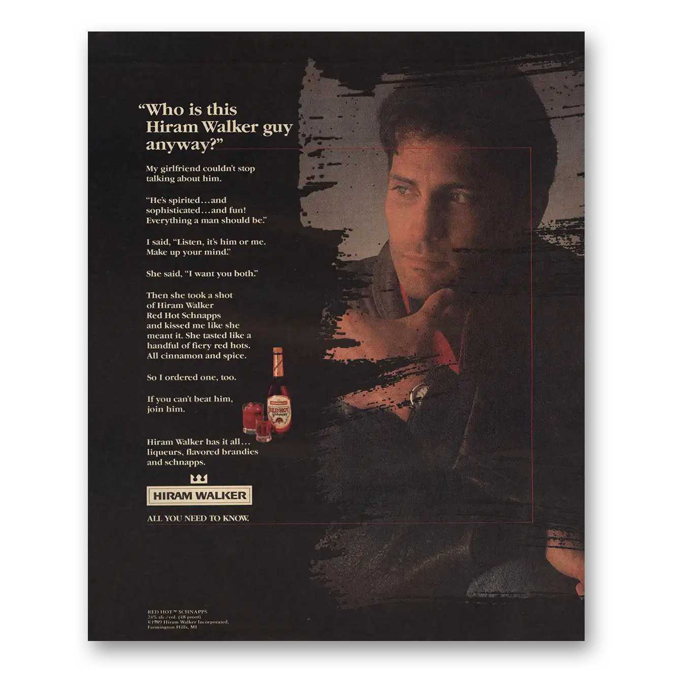 1989 Hiram Walker Who Is This Guy Anyway Vintage Magazine Print Ad