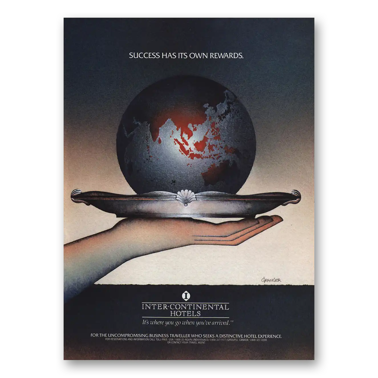 1989 InterContinental Hotels Success Has Its Own Rewards Earth Vintage Magazine Print Ad