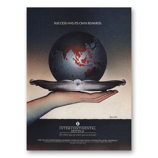 1989 InterContinental Hotels Success Has Its Own Rewards Earth Vintage Magazine Print Ad