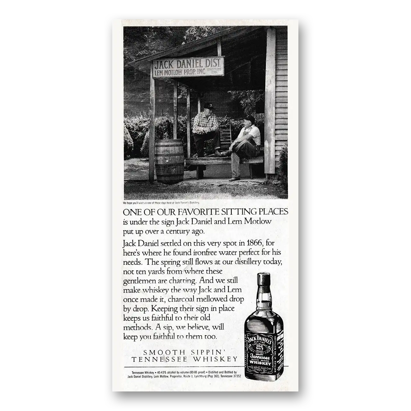 1989 Jack Daniels One of Our Favorite Sitting Places Vintage Magazine Print Ad