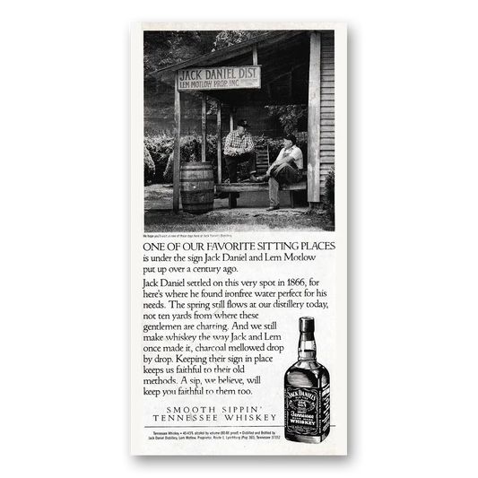 1989 Jack Daniels One of Our Favorite Sitting Places Vintage Magazine Print Ad