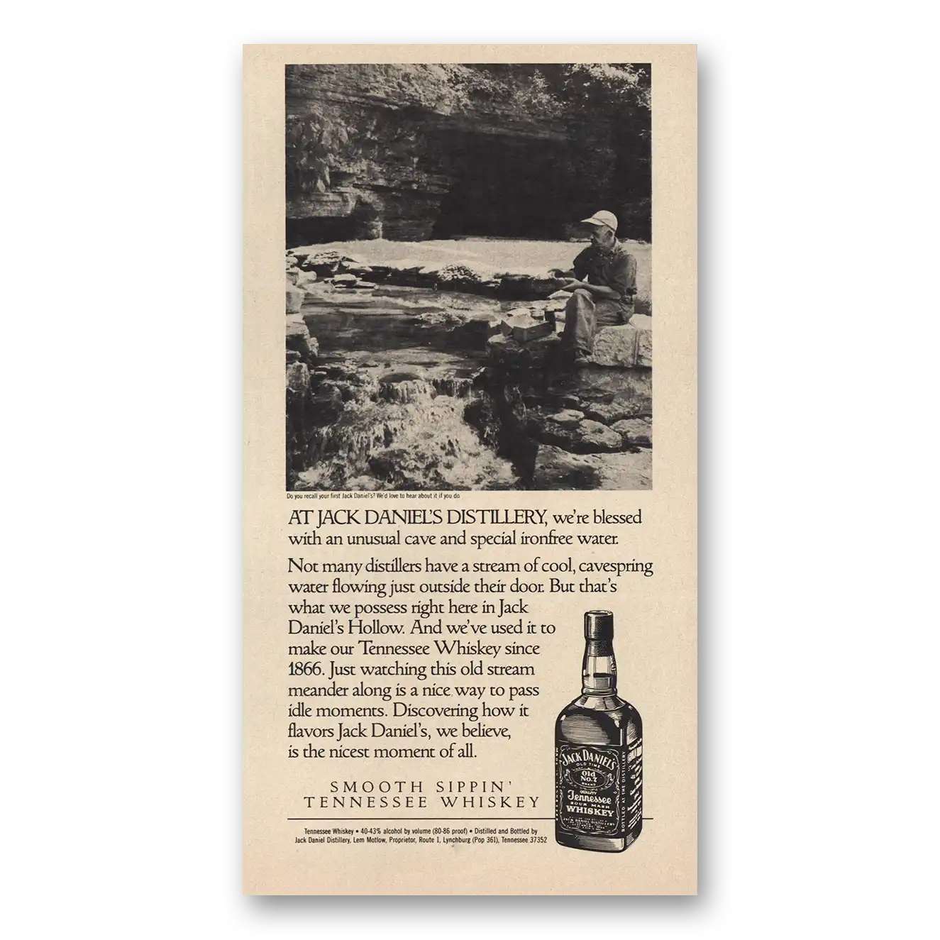 1989 Jack Daniels Unusual Cave Special Ironfree Water Vintage Magazine Print Ad