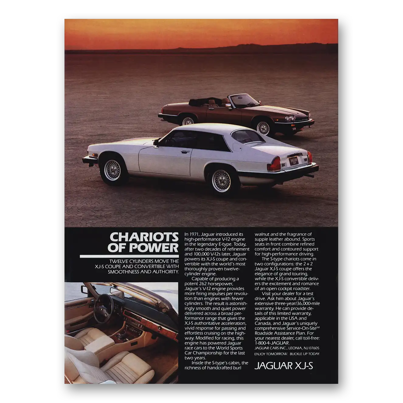 1989 Jaguar XJS Chariots of Power Vintage Magazine Print Ad