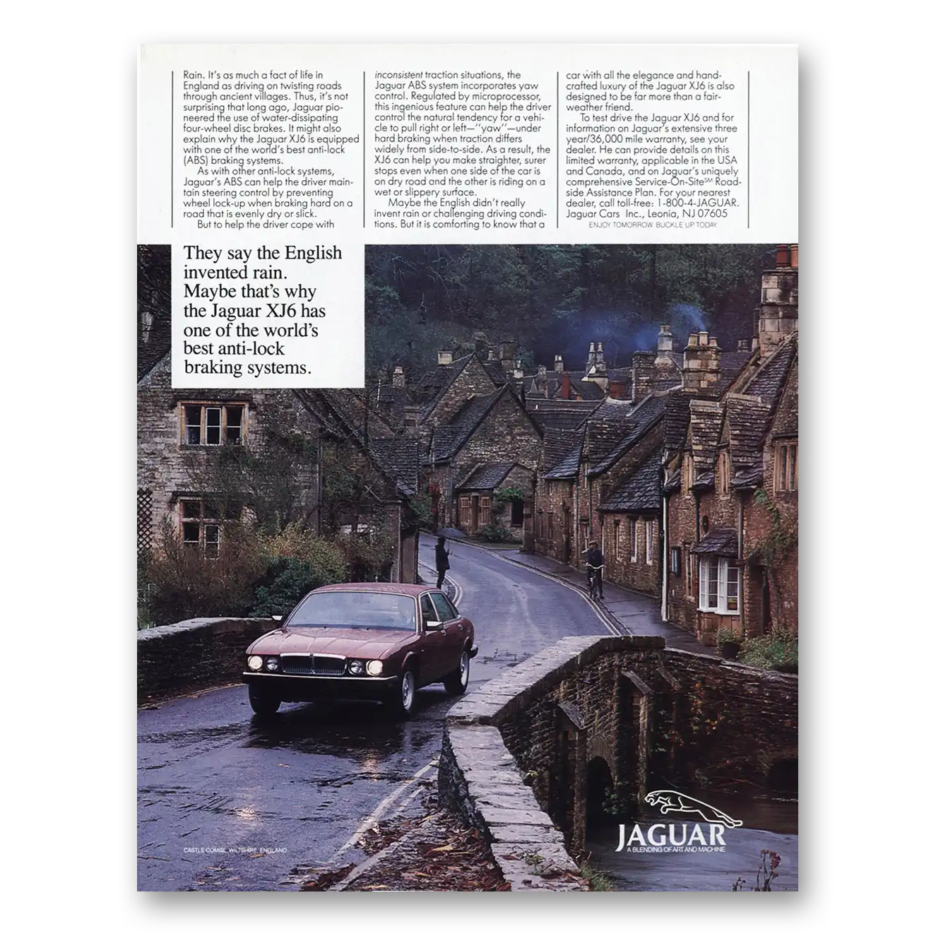 1989 Jaguar XJ6 English Invented Rain Vintage Magazine Print Ad