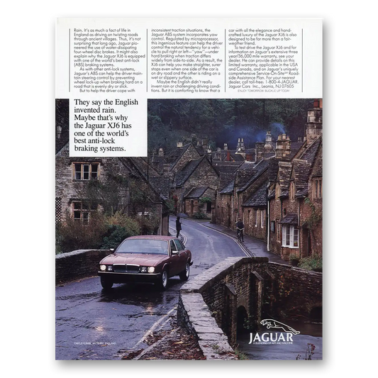 1989 Jaguar XJ6 English Invented Rain Vintage Magazine Print Ad