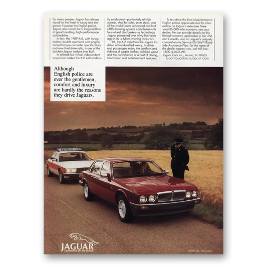 1989 Jaguar XJ6 English Police Are Ever the Gentlemen Vintage Magazine Print Ad