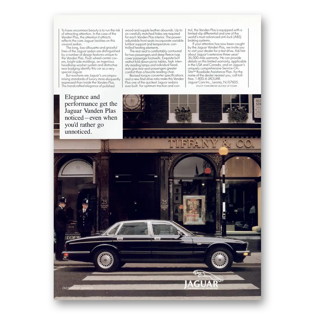 1989 Jaguar Vanden Plas Elegance and Performance Tiffanys Vintage Magazine Print Ad