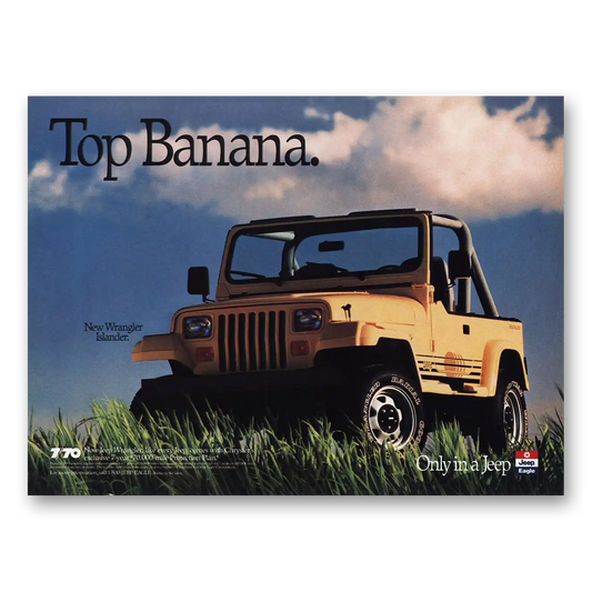 1989 Jeep Wrangler Top Banana Vintage Magazine Print Ad