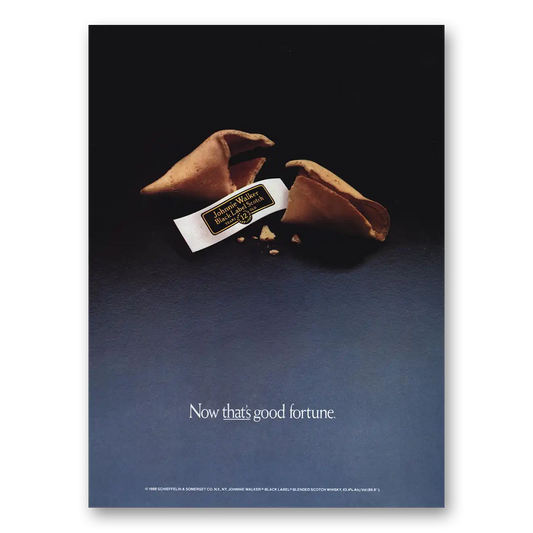 1989 Johnnie Walker Black Label Fortune Cookie Vintage Magazine Print Ad