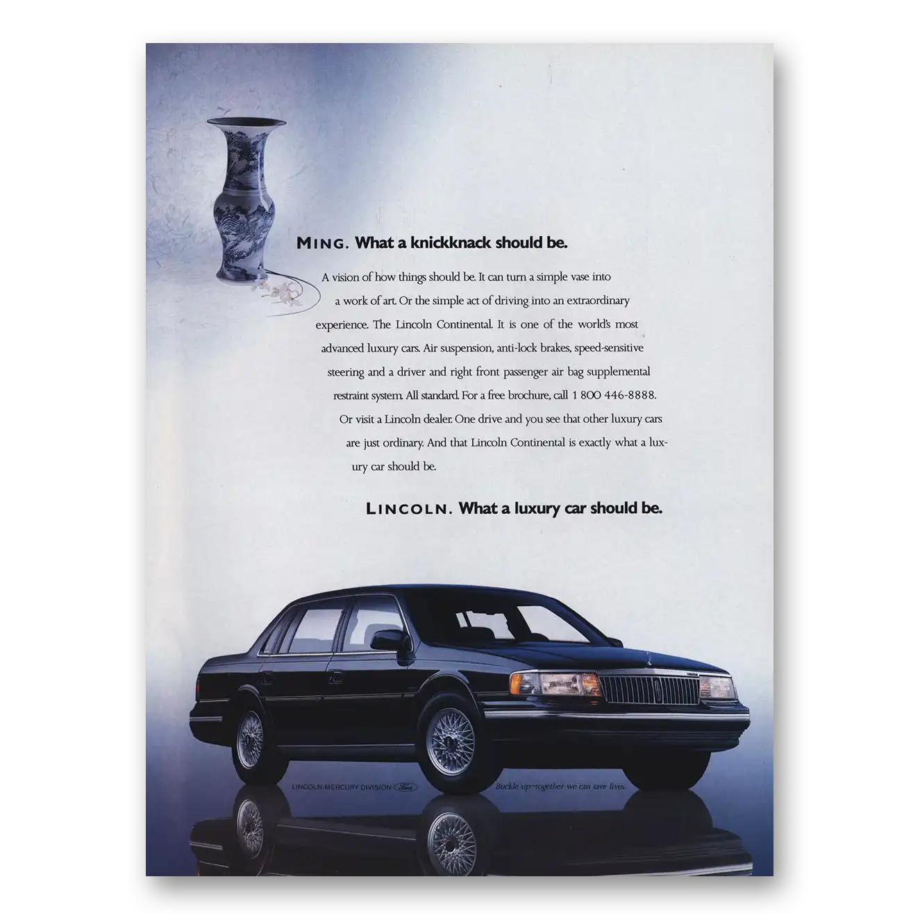 1989 Lincoln Continental Ming What a Knickknack Should Be Vintage Magazine Print Ad