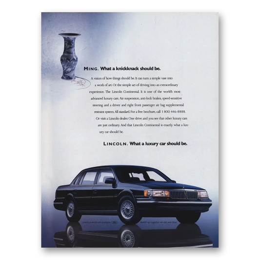 1989 Lincoln Continental Ming What a Knickknack Should Be Vintage Magazine Print Ad