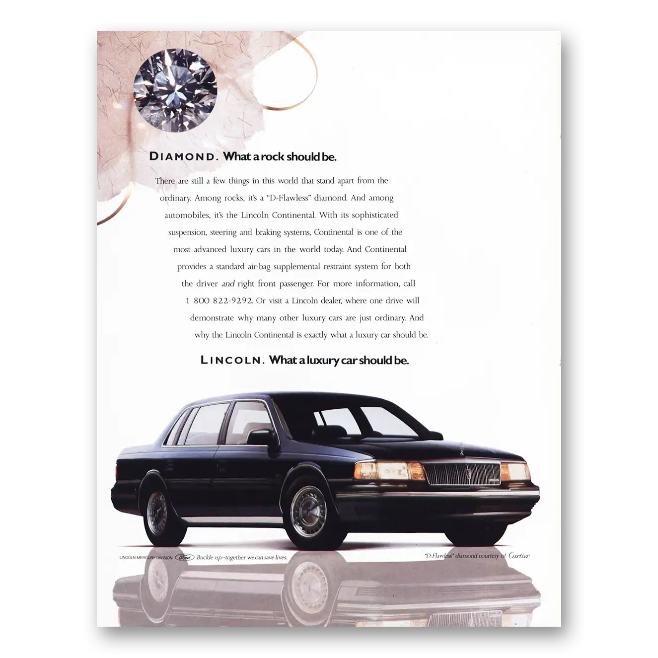 1989 Lincoln Continental Diamond What a Rock Should Be Vintage Magazine Print Ad