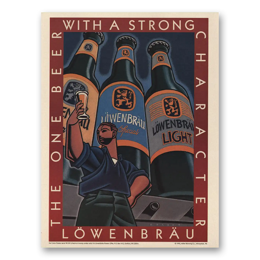 1989 Lowenbrau Beer Strong Character Vintage Magazine Print Ad