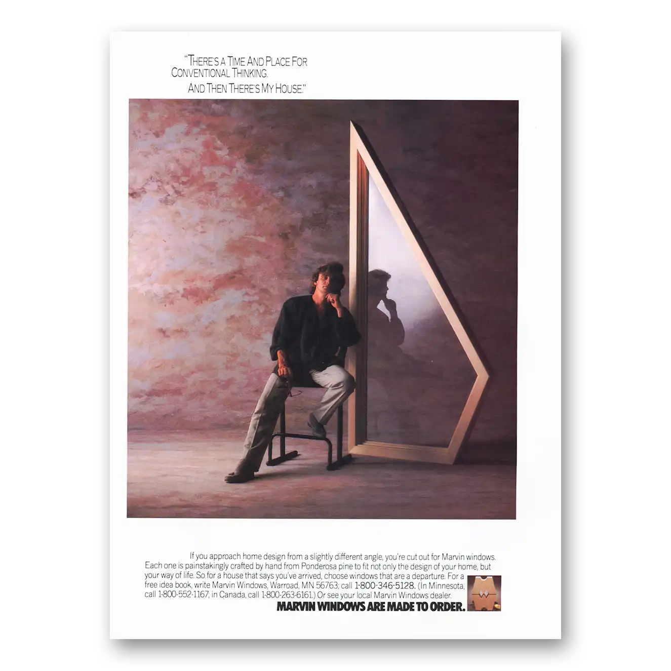 1989 Marvin Windows Time and Place Conventional Thinking Vintage Magazine Print Ad