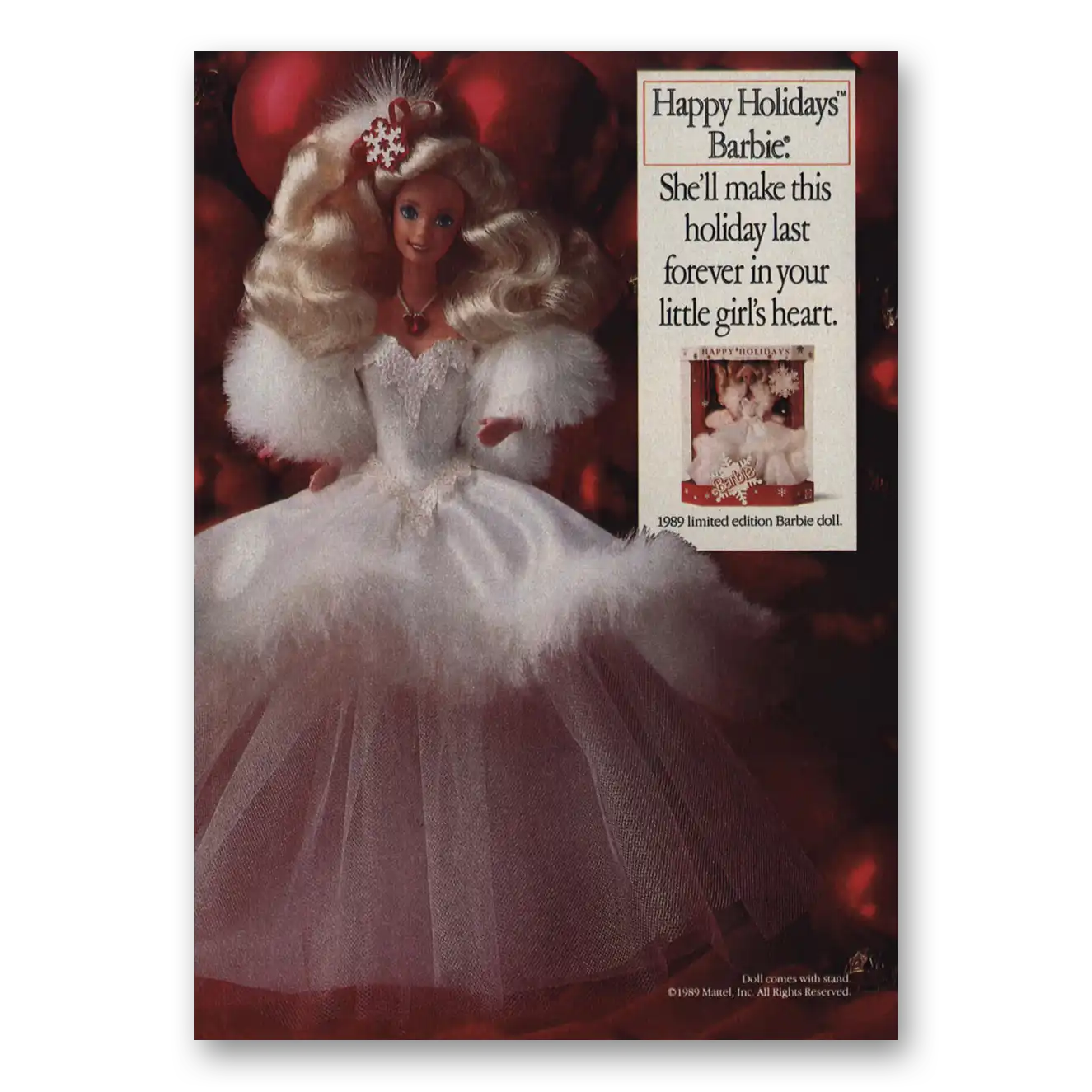 1989 Barbie Doll Happy Holidays Barbie Vintage Magazine Print Ad