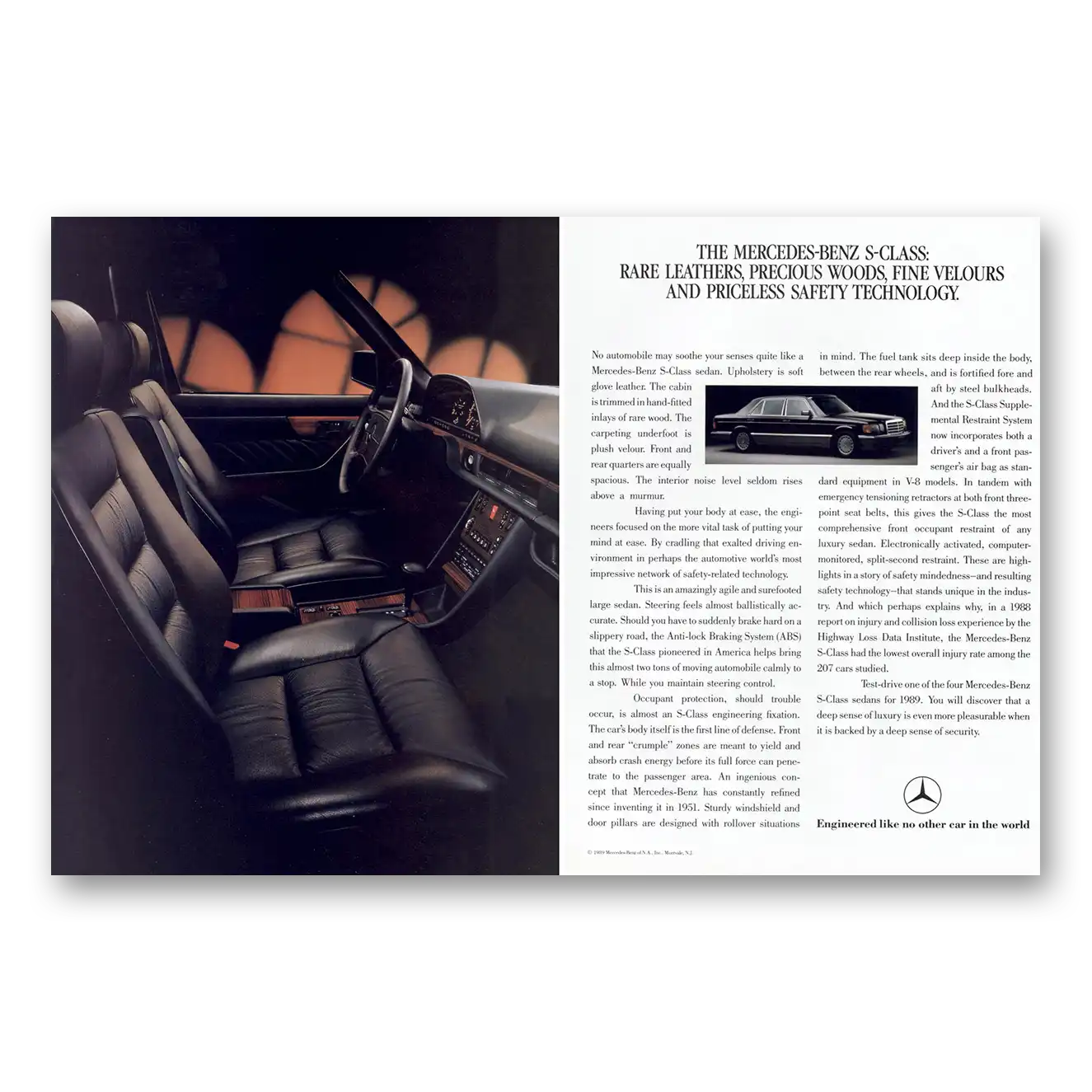 1989 Mercedes Benz S Class Rare Leathers Precious Woods Vintage Magazine Print Ad