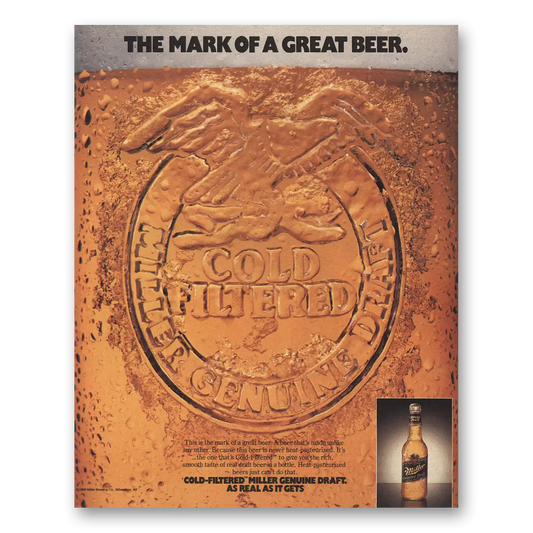 1989 Miller Beer Mark of Great Beer Vintage Magazine Print Ad