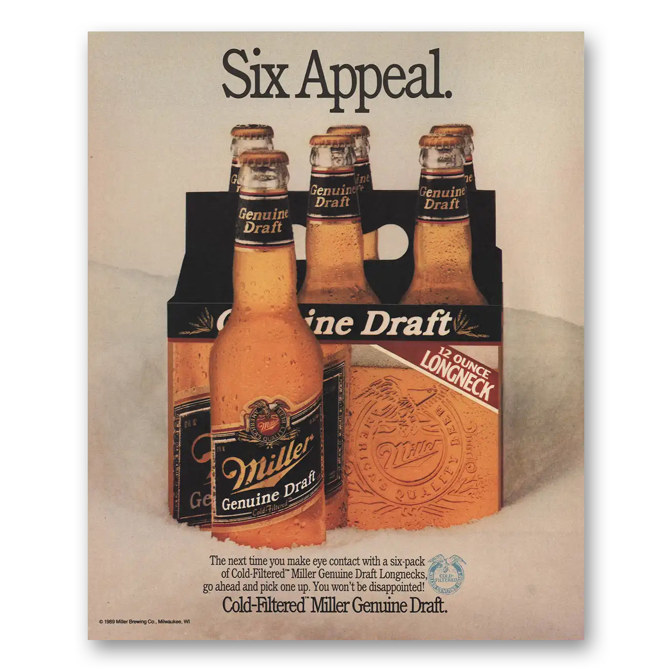 1989 Miller Beer Six Appeal Vintage Magazine Print Ad