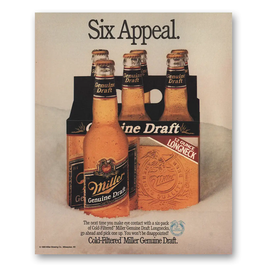 1989 Miller Beer Six Appeal Vintage Magazine Print Ad