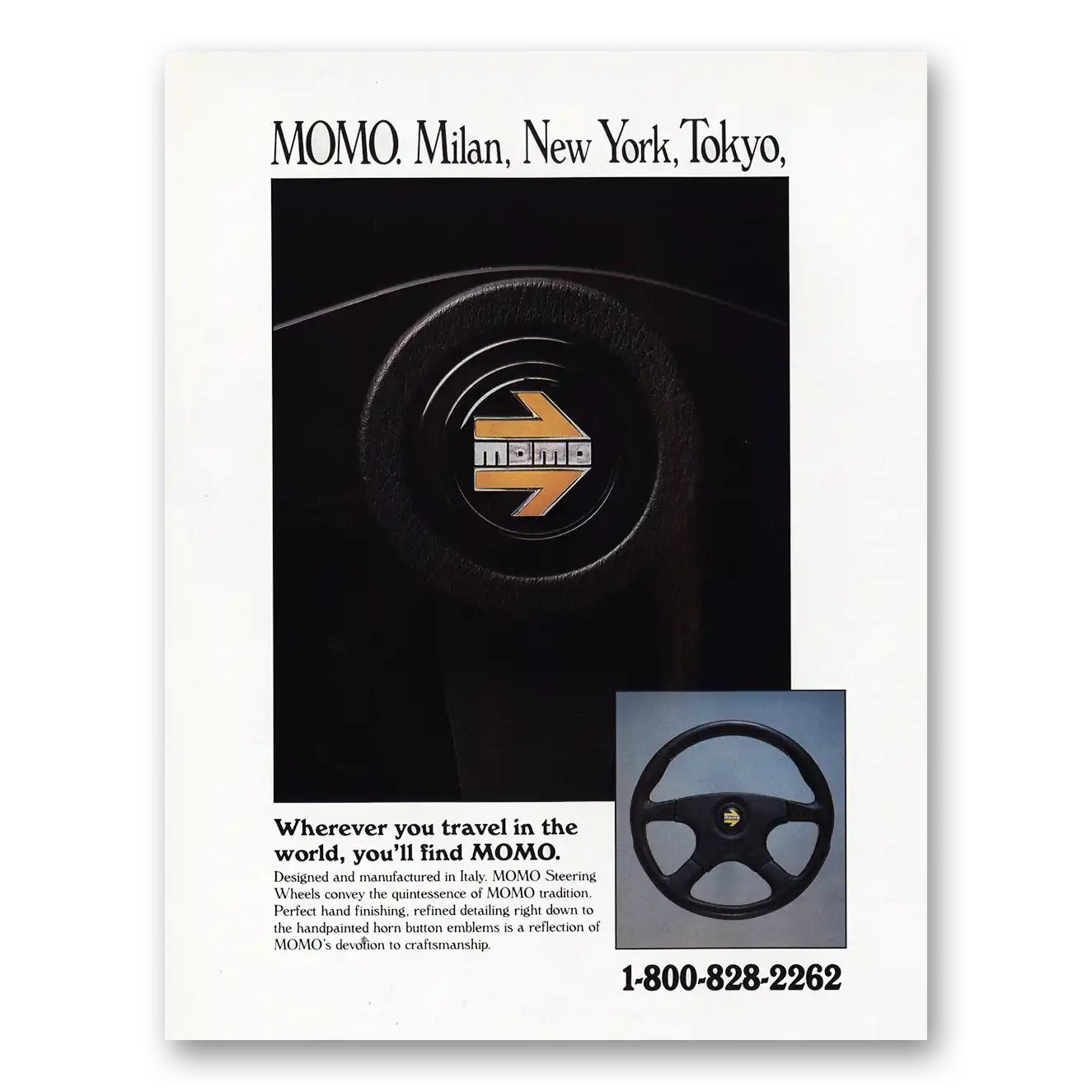 1989 MOMO Steering Wheels Wherever You Travel In the World Vintage Magazine Print Ad