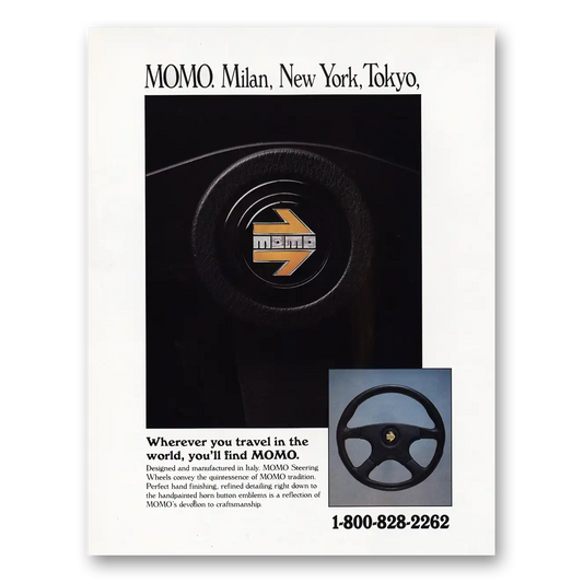 1989 MOMO Steering Wheels Wherever You Travel In the World Vintage Magazine Print Ad