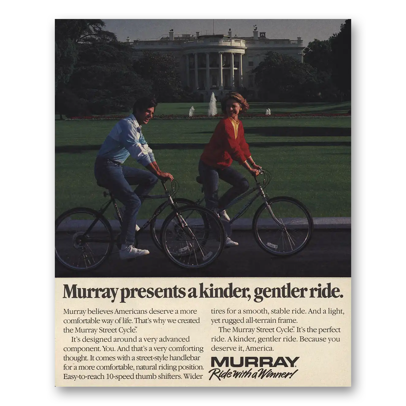 1989 Murray Bicycles Street Cycle Kinder Gentler Ride Vintage Magazine Print Ad