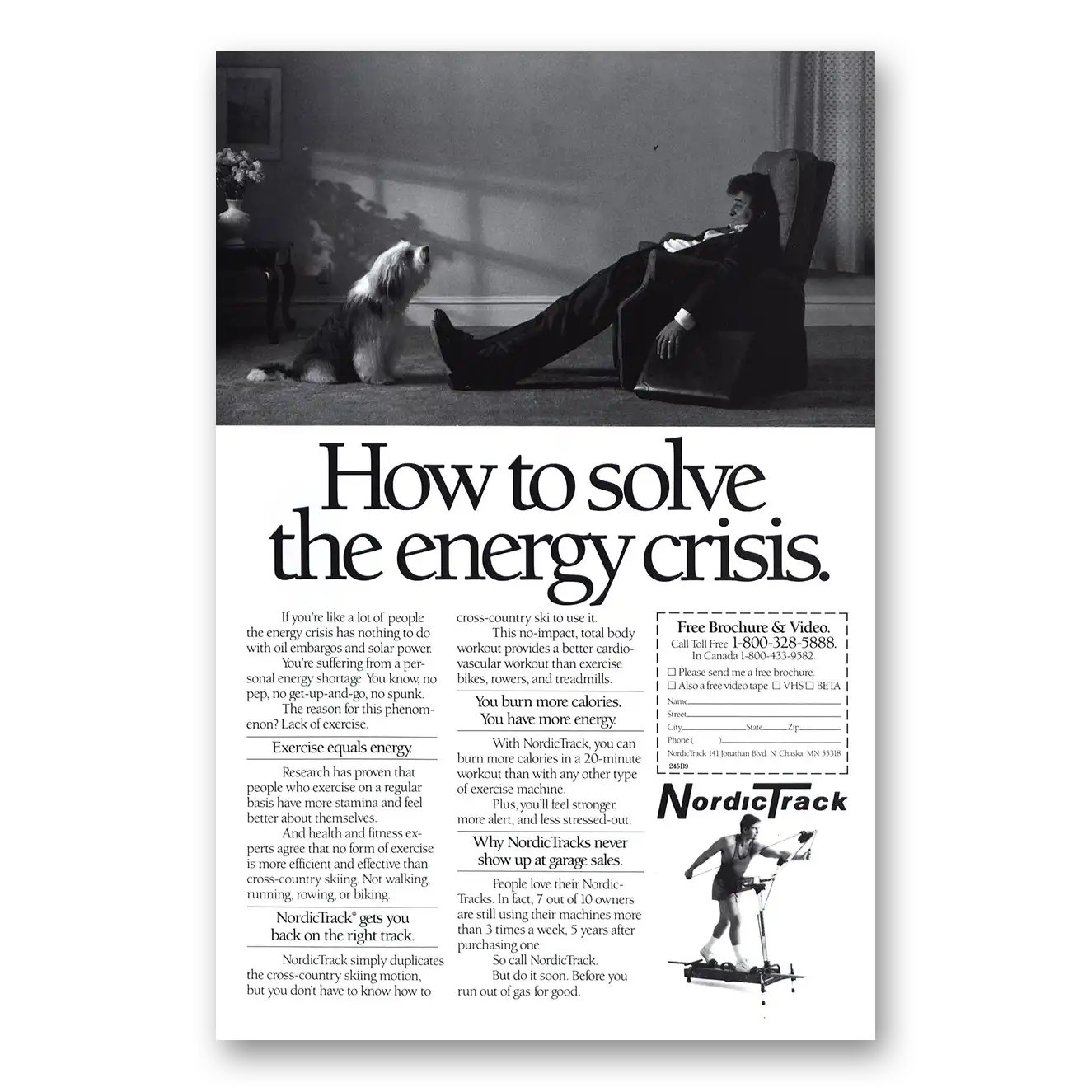 1989 NordicTrack Energy Crisis Vintage Magazine Print Ad