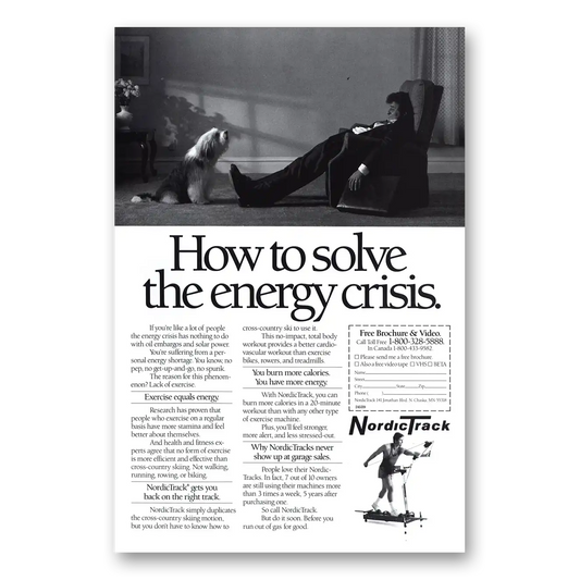 1989 NordicTrack Energy Crisis Vintage Magazine Print Ad