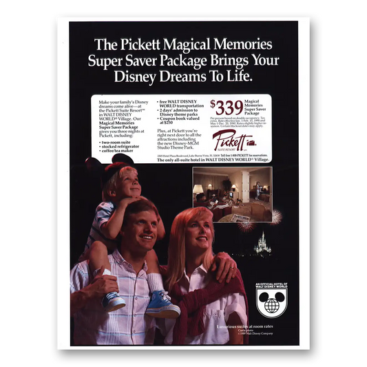 1989 Pickett Suite Resort Disney World Village Vintage Magazine Print Ad