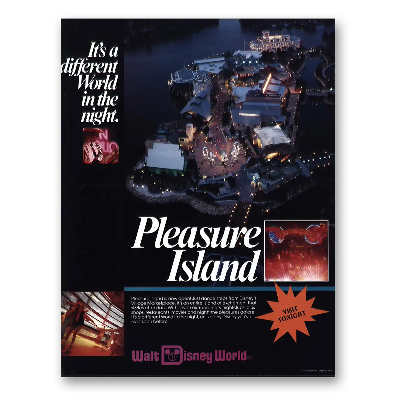 1989 Pleasure Island walt disney world Vintage Magazine Print Ad