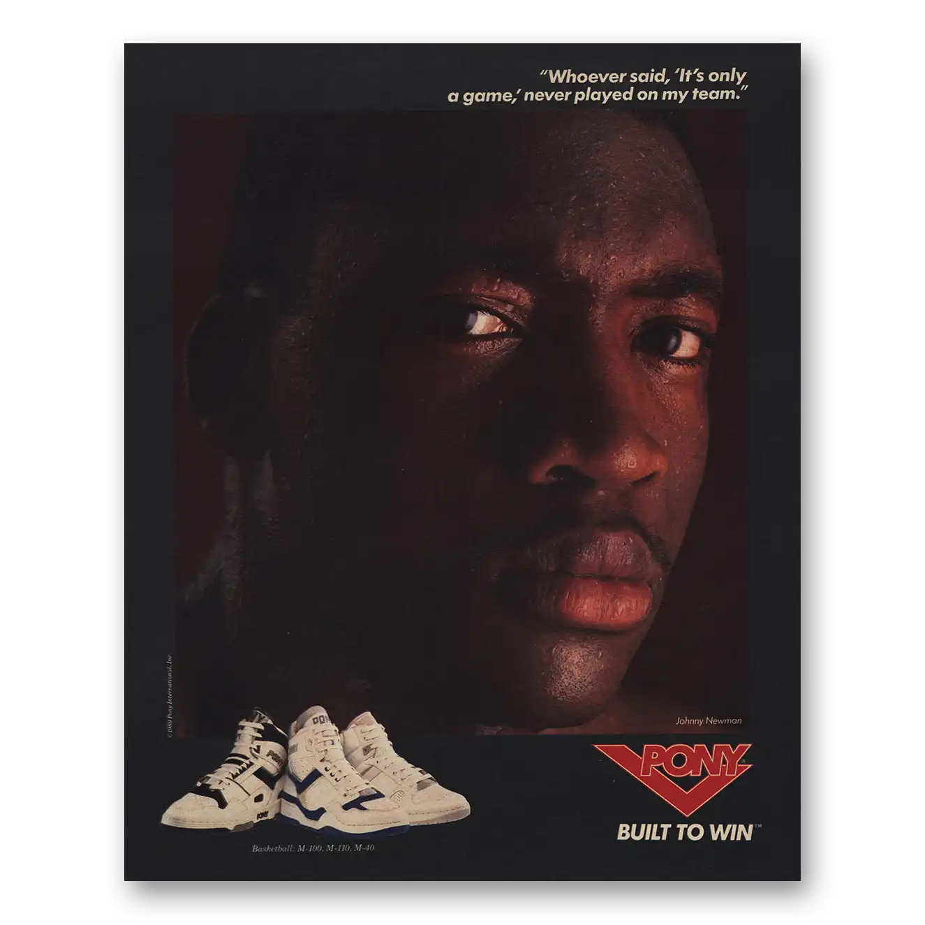 1989 Pony Basketball Shoes Johnny Newman Vintage Magazine Print Ad