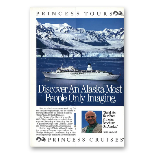 1989 Princess Cruises Gavin MacLeod Alaska Vintage Magazine Print Ad