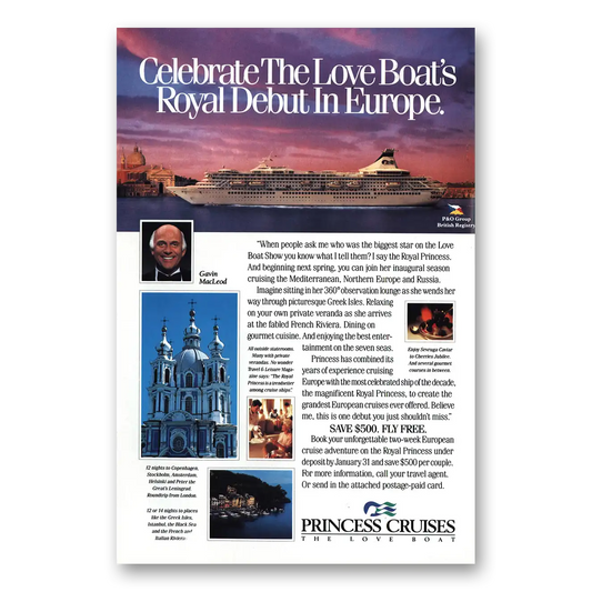 1989 Princess Cruises Love Boat Royal Debut Vintage Magazine Print Ad