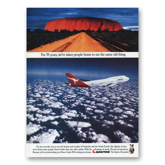 1989 Qantas Airlines Ayers Rock Vintage Magazine Print Ad