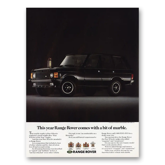 1989 Range Rover Comes With a Bit of Marble Vintage Magazine Print Ad