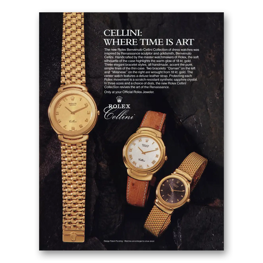 1989 Rolex Where Time Is Art Vintage Magazine Print Ad