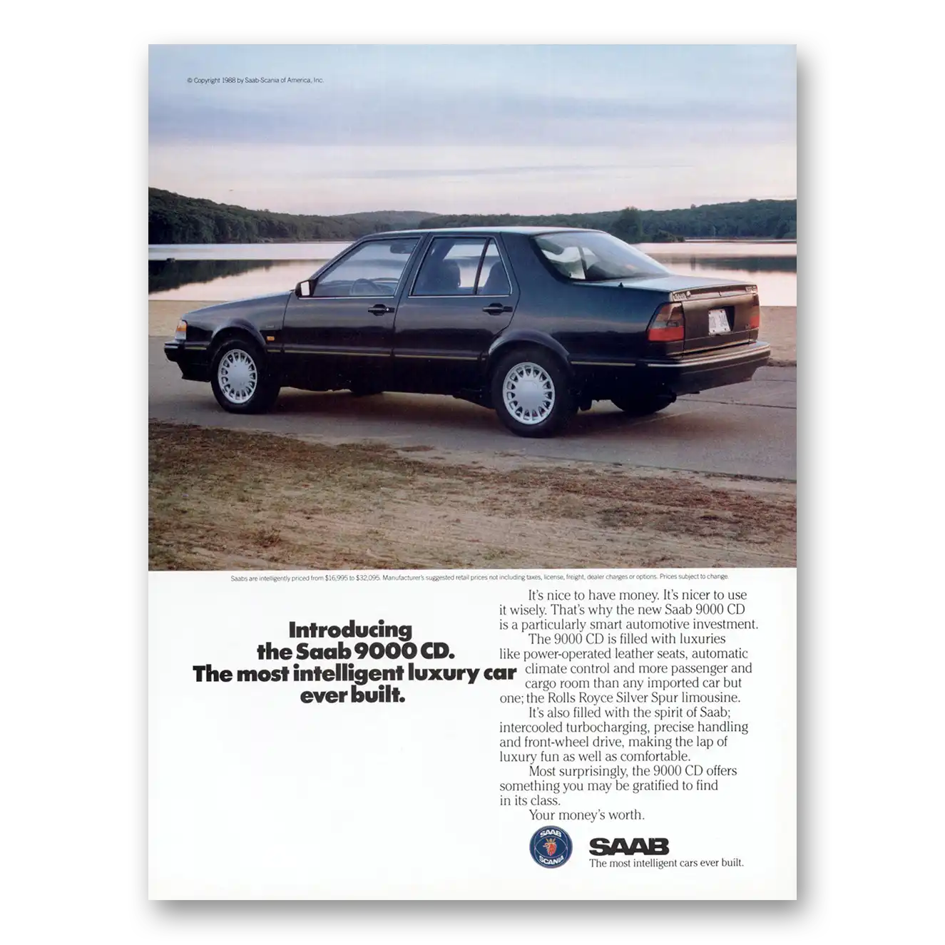 1989 Saab Most Intelligent Luxury Car Vintage Magazine Print Ad