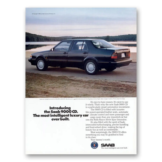 1989 Saab Most Intelligent Luxury Car Vintage Magazine Print Ad