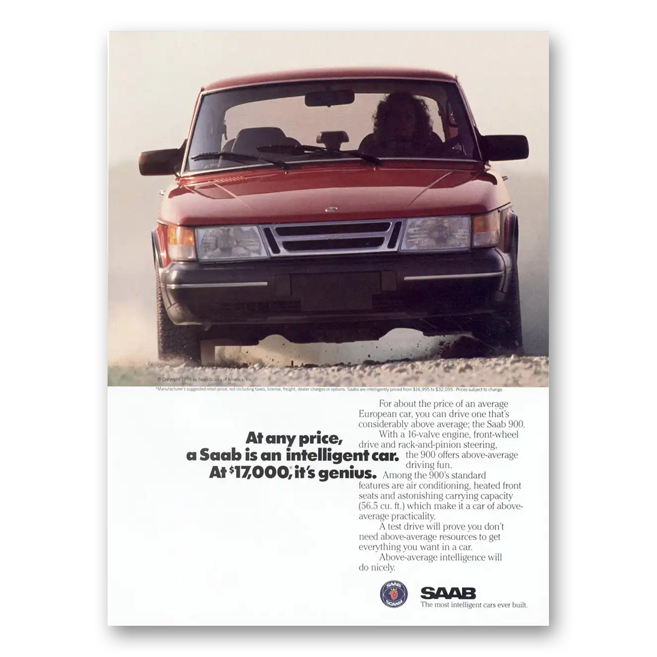 1988 Saab Intelligent Car Genius Vintage Magazine Print Ad