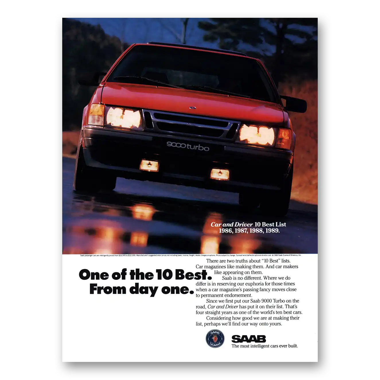 1989 Saab One of the 10 Best Vintage Magazine Print Ad