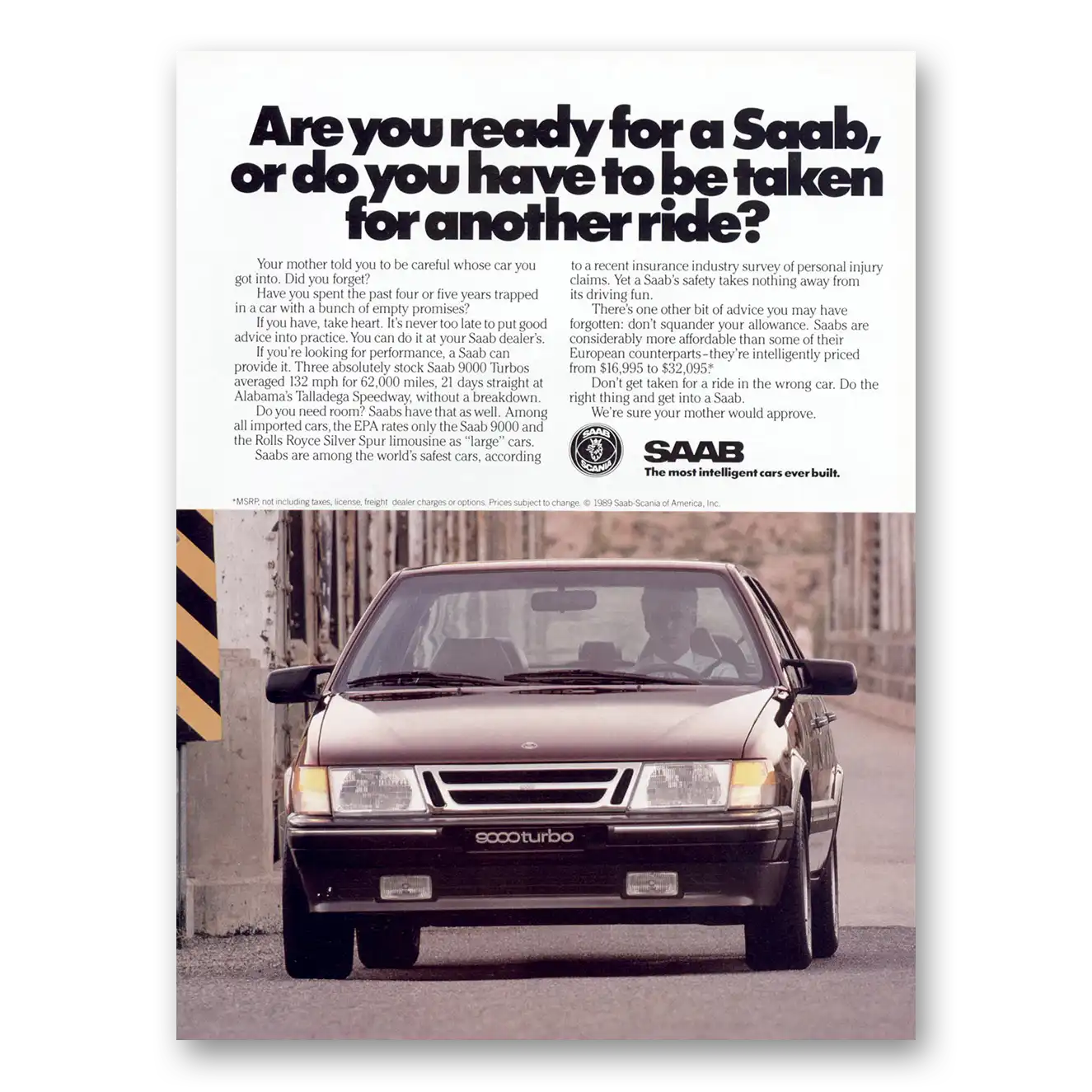 1989 Saab Are You Ready for a Saab Vintage Magazine Print Ad