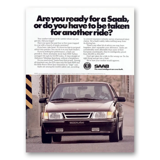 1989 Saab Are You Ready for a Saab Vintage Magazine Print Ad