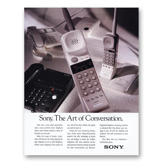 1989 Sony Telephone Art of Conversation Vintage Magazine Print Ad