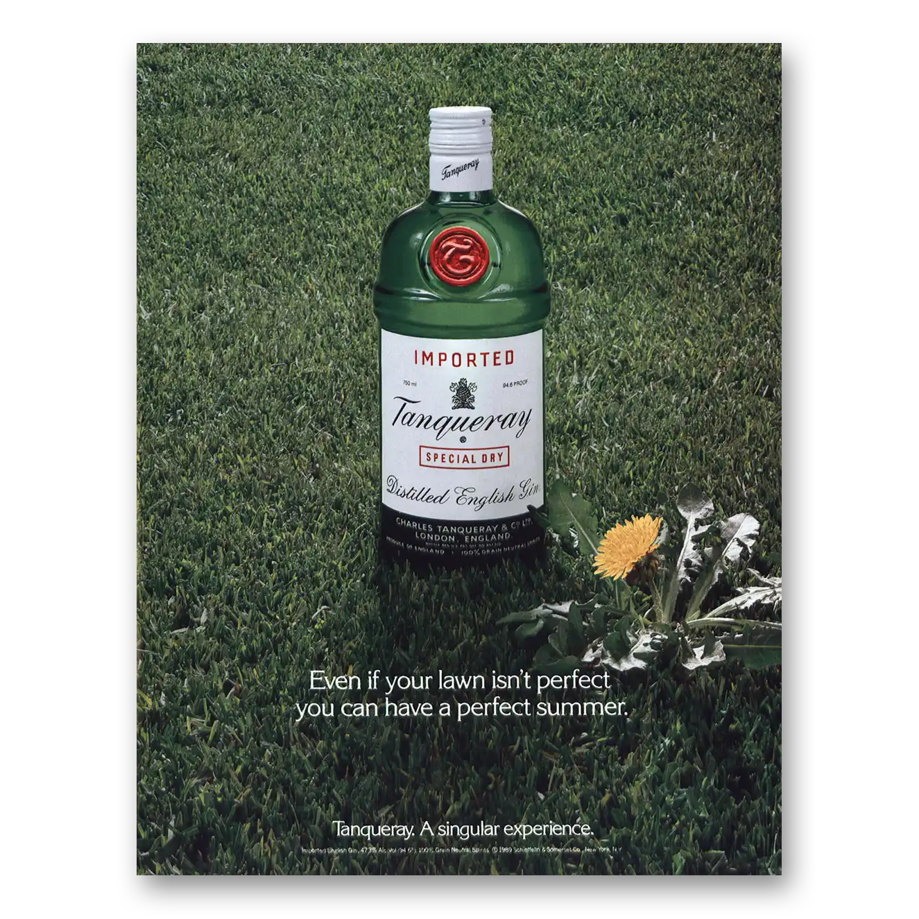 1989 Tanqueray Gin Even If the Lawn Isnt Perfect Vintage Magazine Print Ad