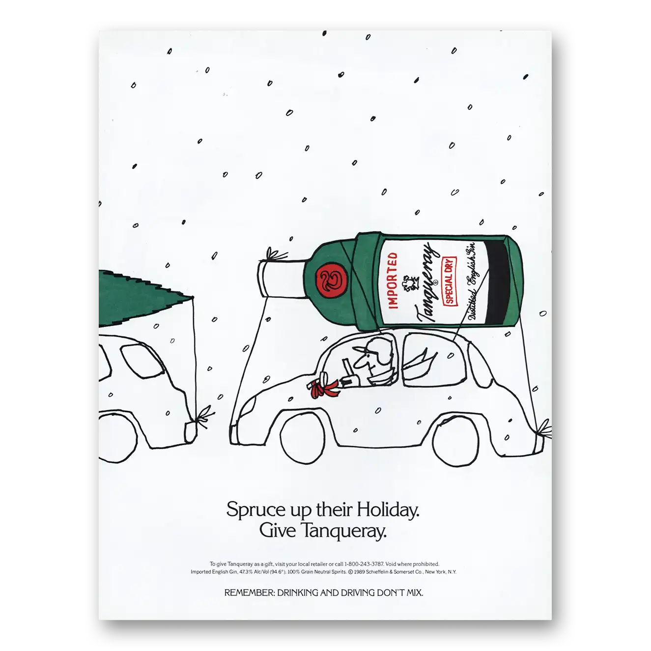 1989 Tanqueray Gin Spruce Up Their Holiday Vintage Magazine Print Ad